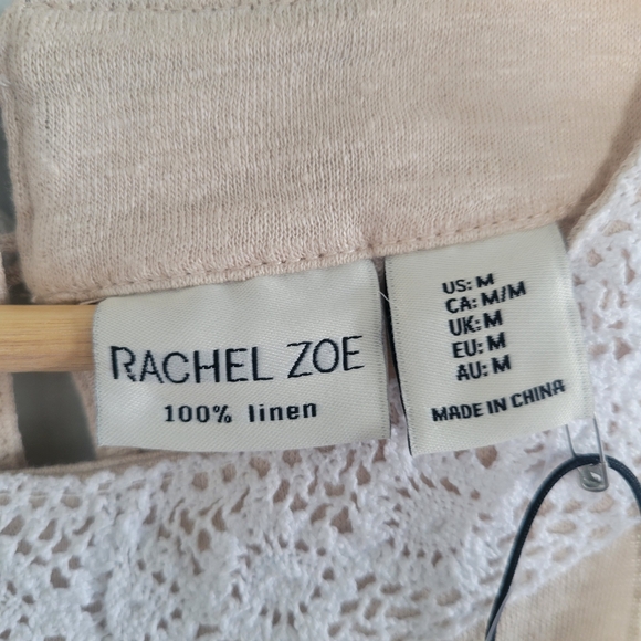 NWT RACHEL ZOE 100% Linen Sleeveless Lace Collar Top Size M - Picture 5 of 9